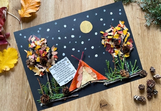 Herbstbild aus Naturmaterialien Vorschau