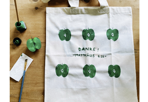 Apfeldruck auf Stofftasche Vorschau